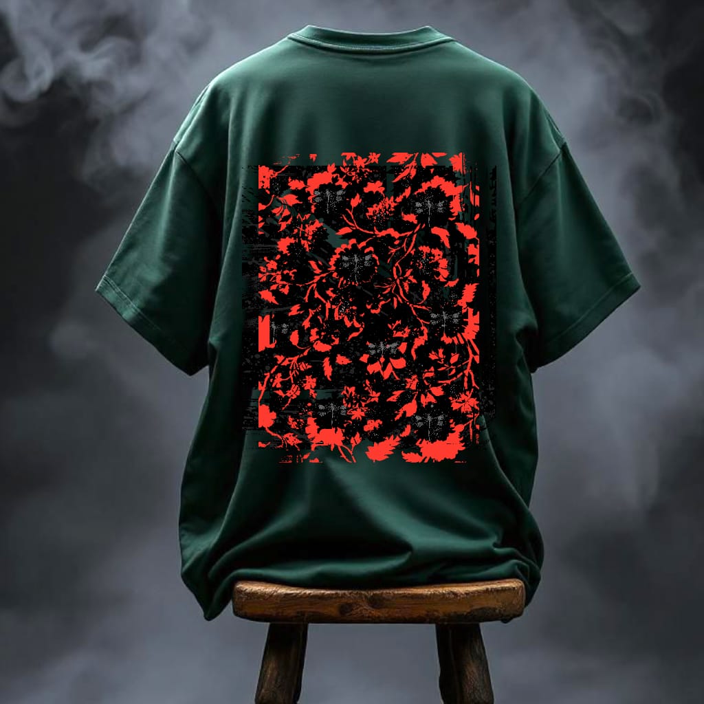 GREEN FLORAL CHAOS T-SHIRT