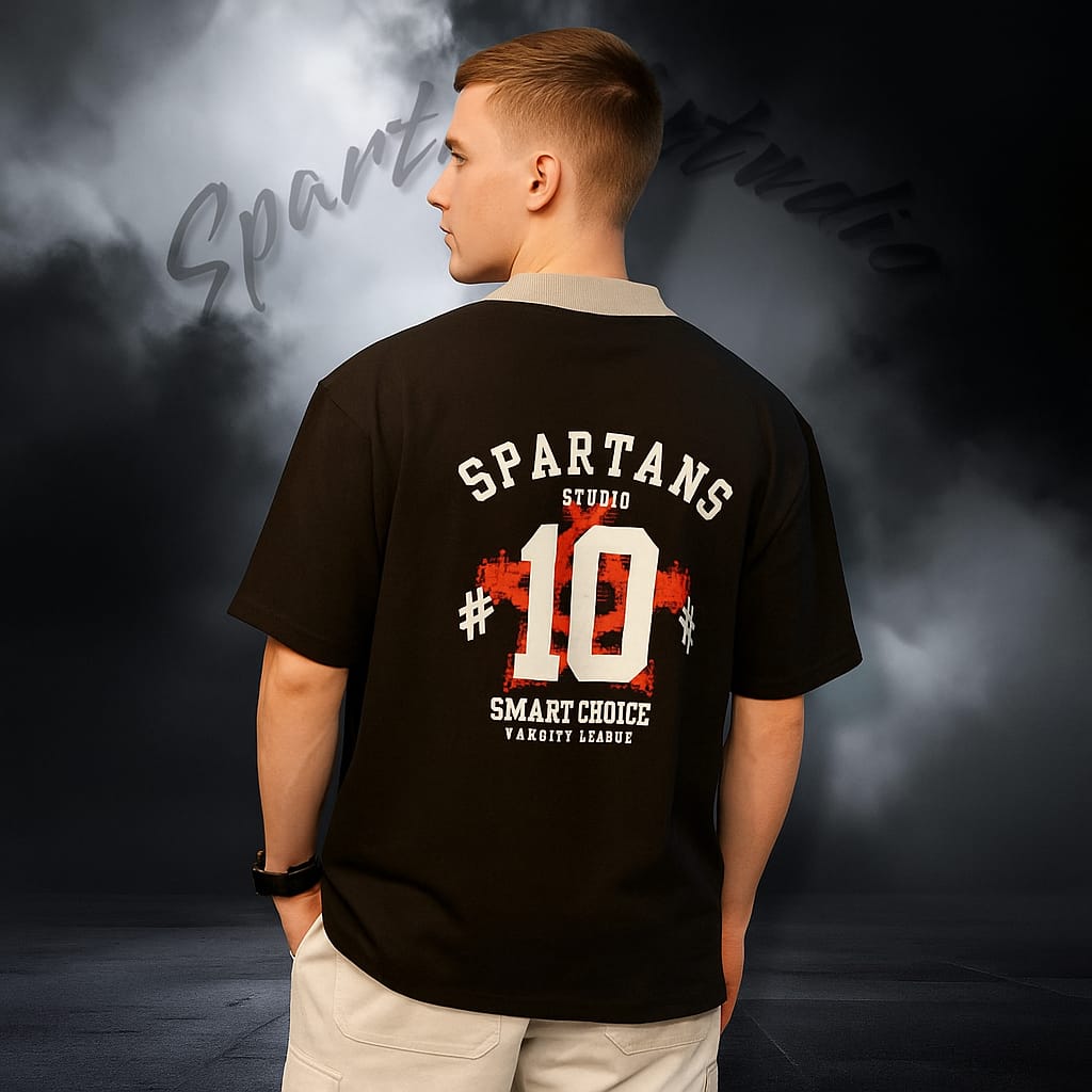 BLACK VARSITY POLO T-SHIRT
