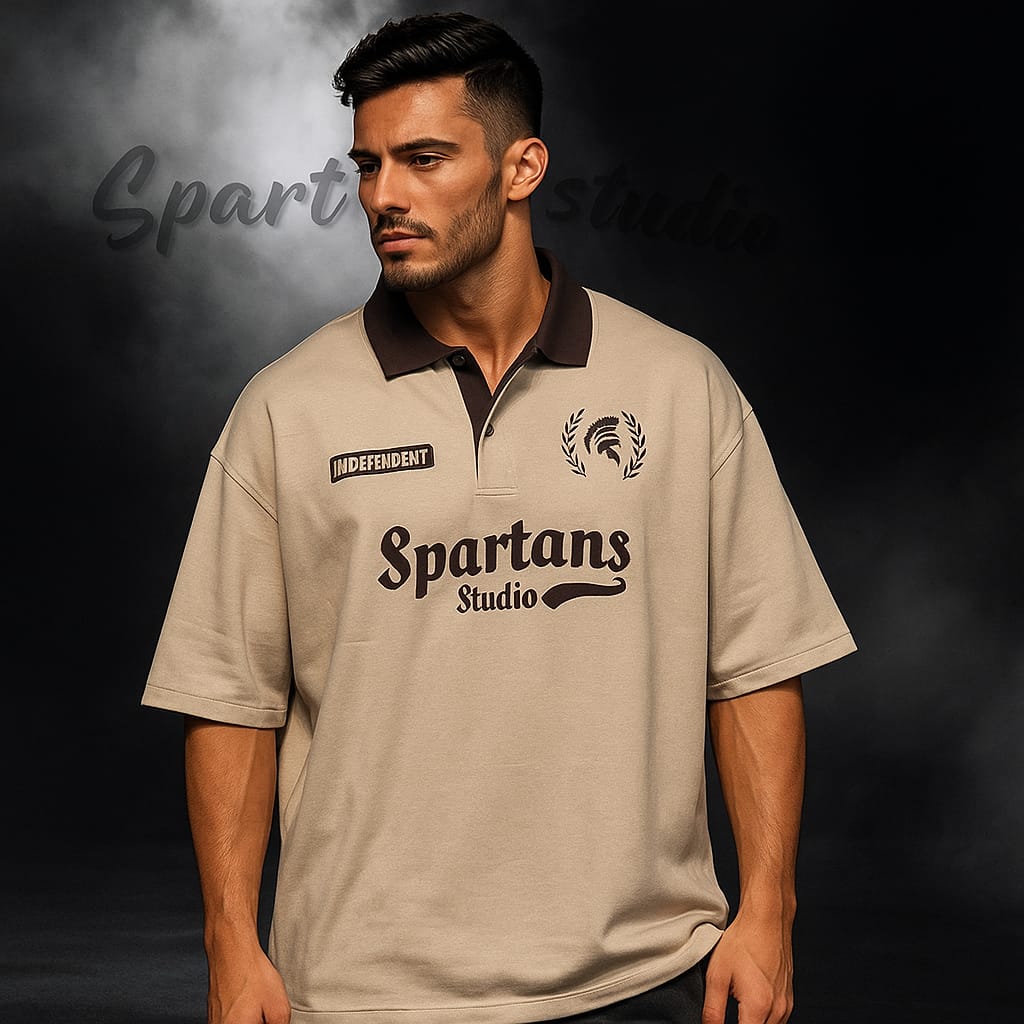 GREY VARSITY POLO T-SHIRT