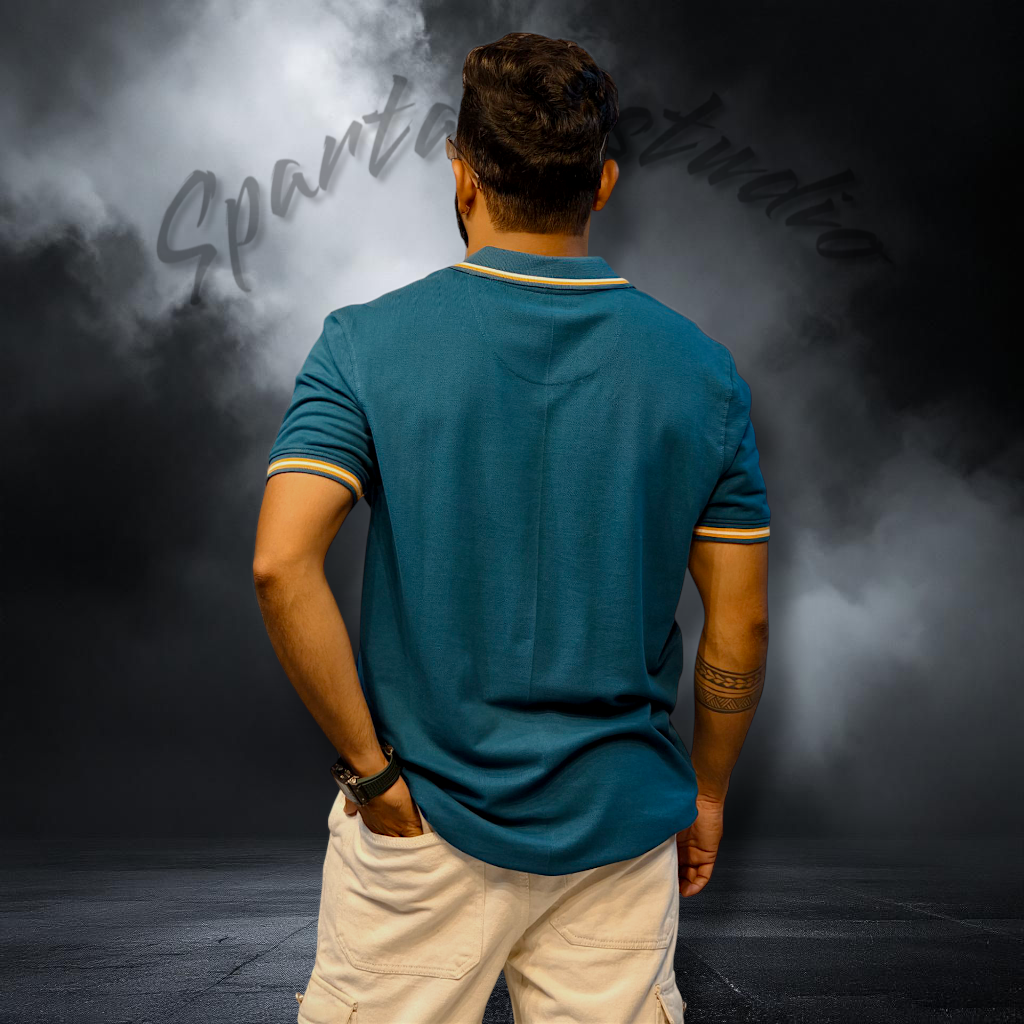 TEAL GREEN PERFORMANCE POLO T-SHIRT