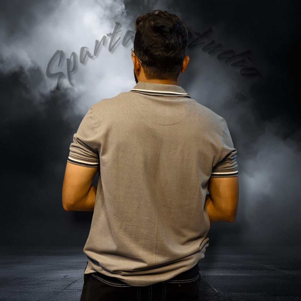 GREY GROUNDED POLO T-SHIRT
