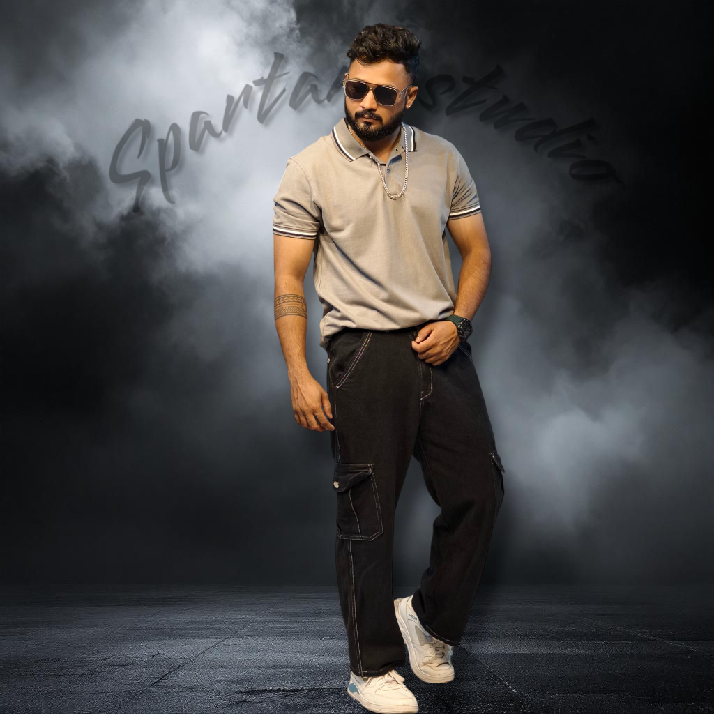 GREY GROUNDED POLO T-SHIRT