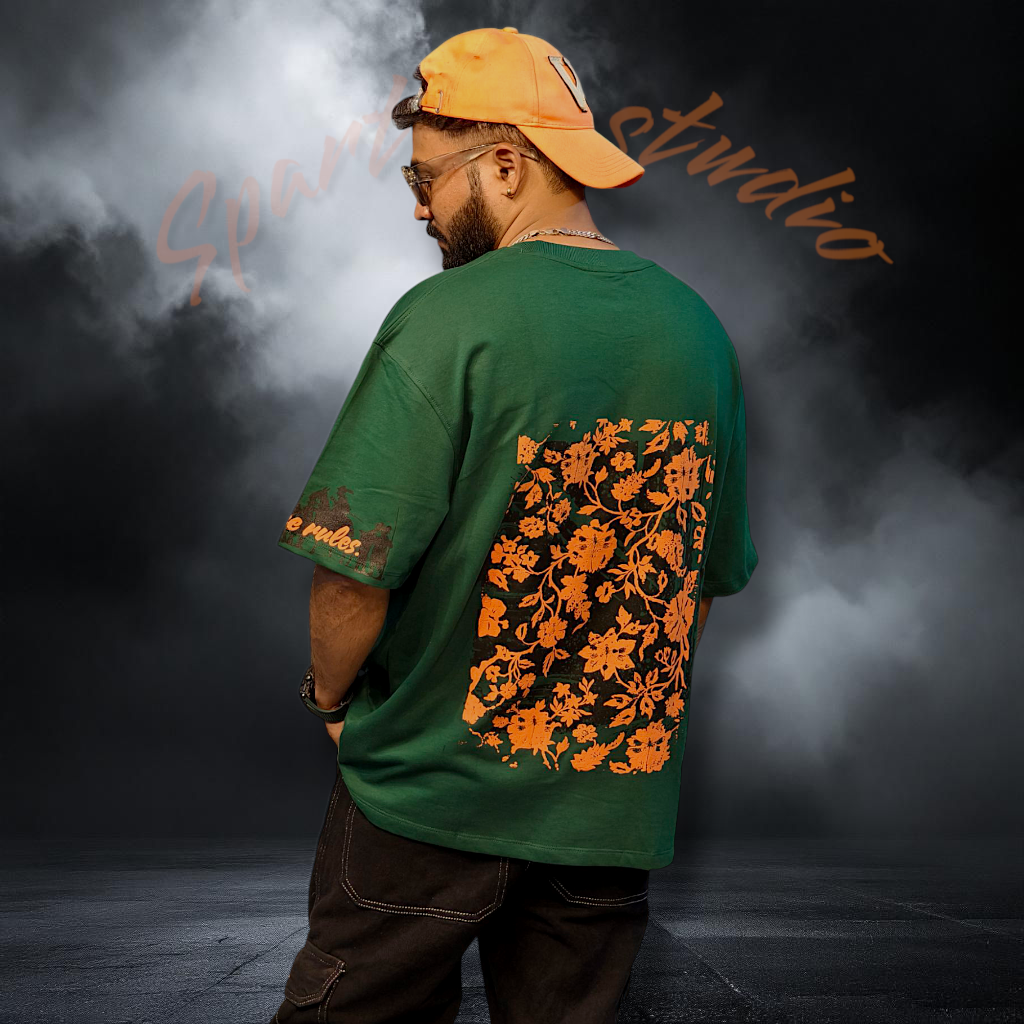 GREEN FLORAL CHAOS T-SHIRT