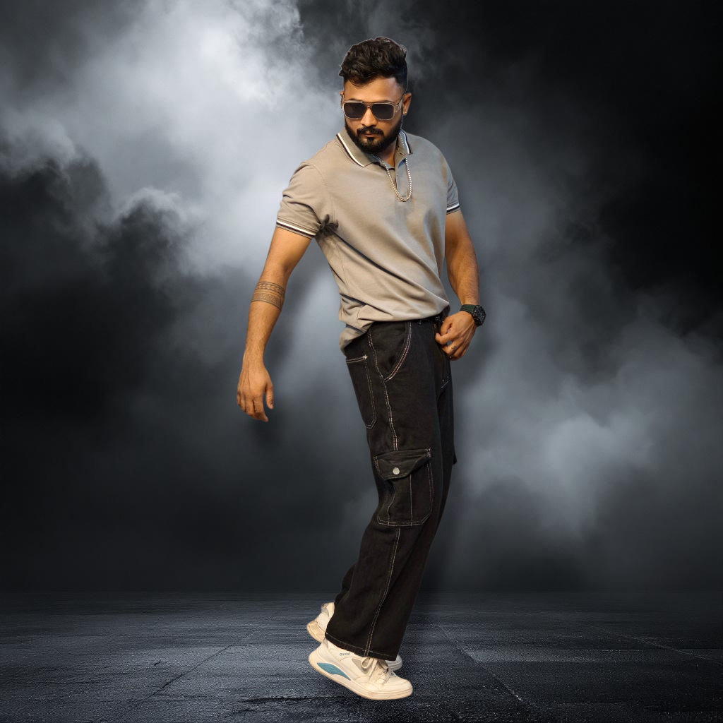 GREY GROUNDED POLO T-SHIRT